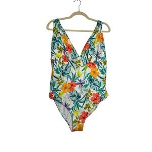 Ashley Graham Swimsuits for‎ All Tropical Floral Print One Piece Swimsuit 18 NEW